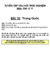 Tuyển tập câu hỏi trắc nghiệm môn Địa lí Lớp 11 - Bài 10 Trung Quốc